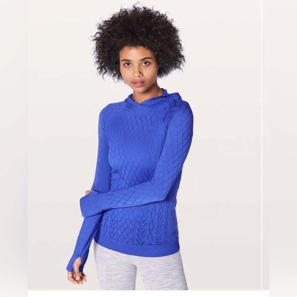 Lululemon Athletica Rest less Vibrant Blue Knit cable knit Pullover Sweater